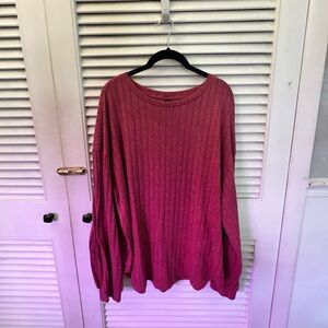 SHEIN Curve Ribbed Knit Top in Rose